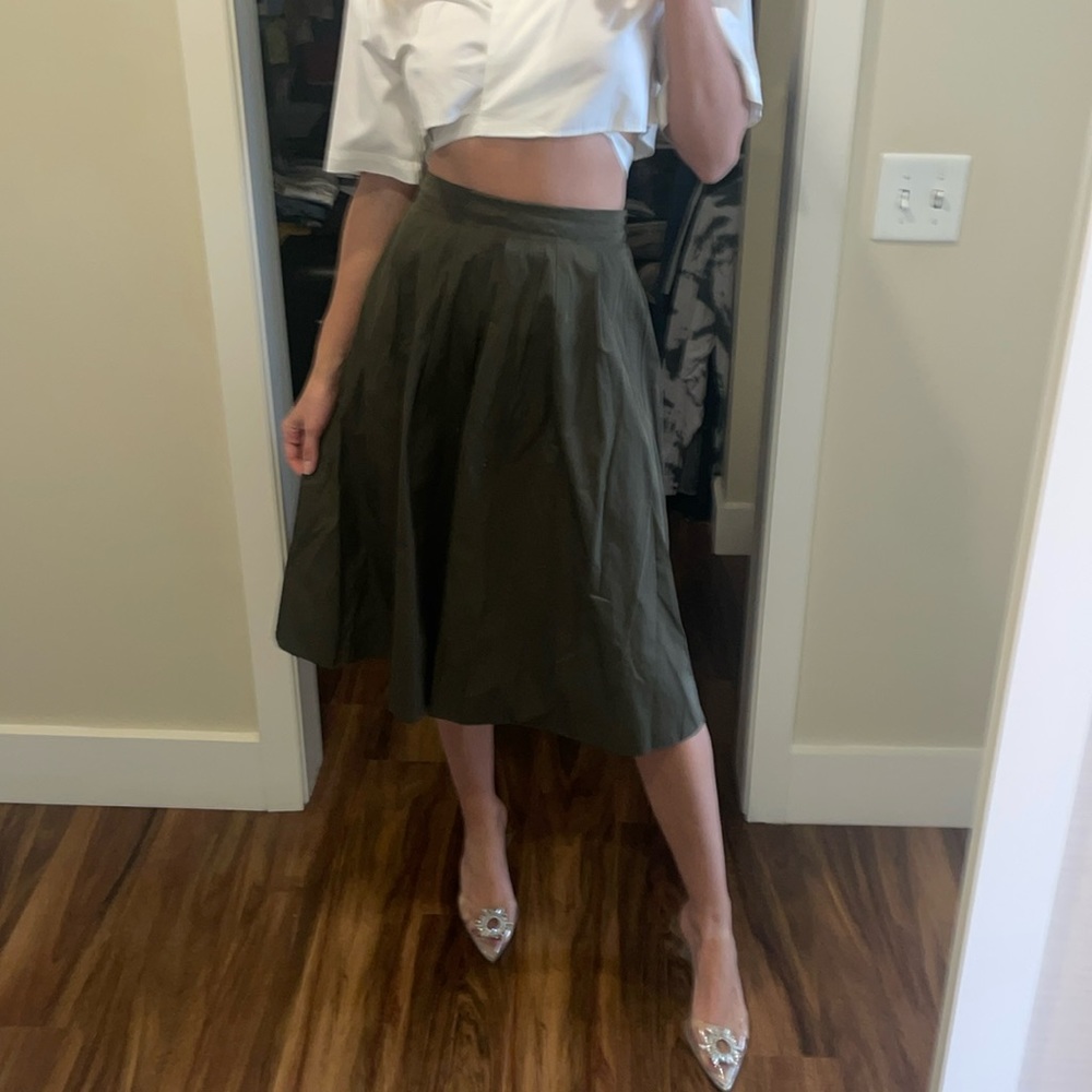 Army green a-line Zara basic skirt